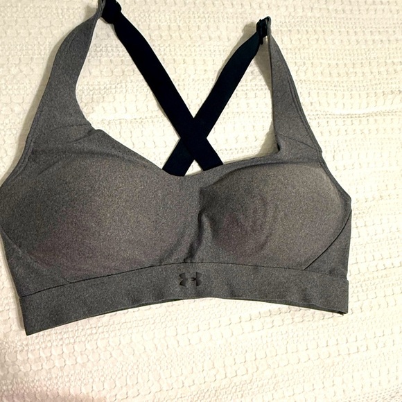 Under Armour Gray Sports Bra with Criss-Cross Straps - Picture 1 of 5